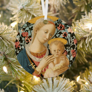 Ornement En Métal Vierge Marie Enfant Jésus Art Vintage Noël