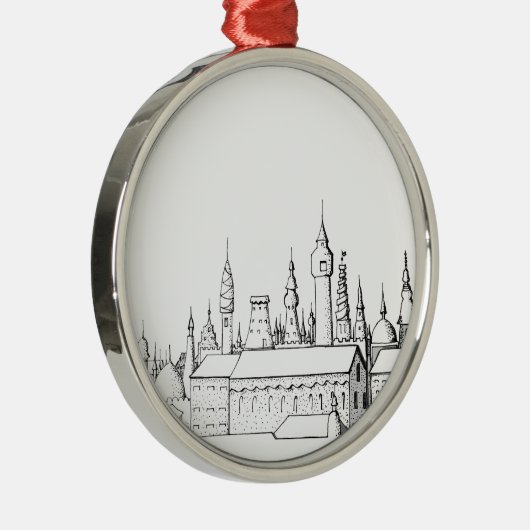 Ornement En Métal ville fabuleuse . artwork . noir et blanc (Droite)