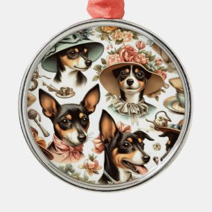 Ornement En Métal Vintage Rat Terrier sans fil