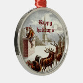 Ornement En Métal Vintage Santa Claus Reindeer (Droite)