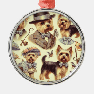 Ornement En Métal Vintage Yorkshire Terrier sans fil