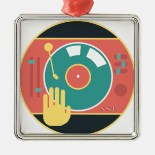Ornement En Métal Vinyle-disque-joueur-main-éraflure