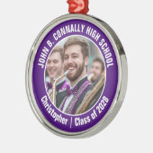 Ornement En Métal Violet Marching Band Photo Lycée Noël (Gauche)