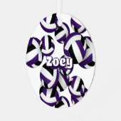 Ornement En Métal violet noir volleyballs w nom de l'athlète (Avant gauche)
