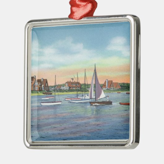 Ornement En Métal Voiliers en baie de Lewis, vue de plage (Gauche)