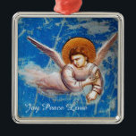 ORNEMENT EN MÉTAL VOL D'ANGE DE NOËL EN BLEU. VOL EN EGYPTE<br><div class="desc">Vol en Egypte,  Angel détails de Cappella Scrovegni Giotto di Bondone 1267 - 1337. chef-d'oeuvre d'art médiéval italien, </div>