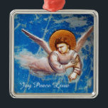 ORNEMENT EN MÉTAL VOL D'ANGE DE NOËL EN BLEU. VOL EN EGYPTE<br><div class="desc">Vol en Egypte,  Angel détails de Cappella Scrovegni Giotto di Bondone 1267 - 1337. chef-d'oeuvre d'art médiéval italien, </div>
