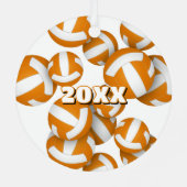 Ornement En Métal volleyballs orange blanc avec nom de l'athlète (Verso)