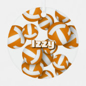 Ornement En Métal volleyballs orange blanc avec nom de l'athlète (Recto)