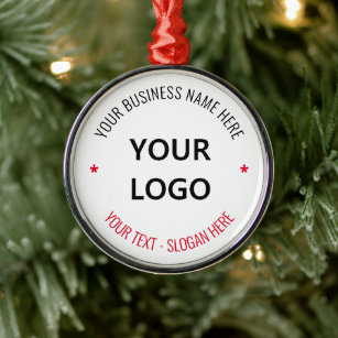 Ornement En Métal Votre logo Business Slogan Office Noël