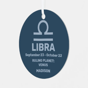 Ornement En Métal Votre nom et photo Zodiac Sign Libra