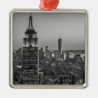 Ornement En Métal Vue aérienne en noir et blanc de New York City Nig