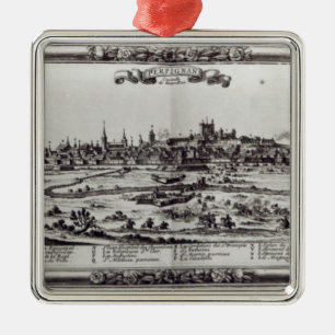 Ornement En Métal Vue de Perpignan, France du sud, c.1645