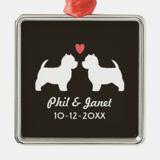 Ornement En Métal Westie Chien Silhouettes Nouveau marié Couple Pers