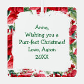 Ornement En Métal Whimsical Festive Cats Christmas Personalized (Verso)