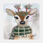 Ornement En Métal Whimsical, mignon cerf de Noël (Recto)