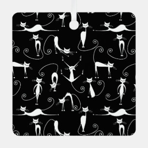 Ornement En Métal Whimsical Motif de chat blanc maigre