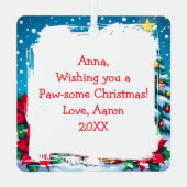 Ornement En Métal Whimsical Orange Cat and Custom Message Christmas (Verso)