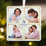 Ornement En Métal White and Gold 4 Photos Family Photo Collage<br><div class="desc">Upload your favorite photographite make your own unique personalized keepsake photo gift.</div>