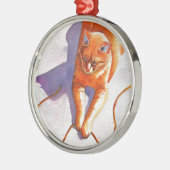 Ornement En Métal Widget Orange Tabby Playiing String (Gauche)
