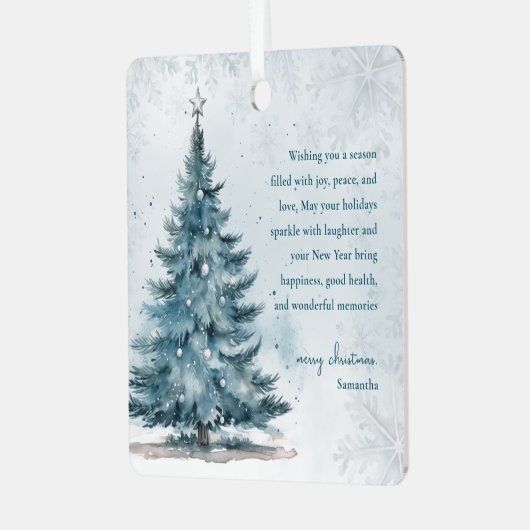 Ornement En Métal Winter Wonderland Elegant Blue Tree Christmas (Avant gauche)