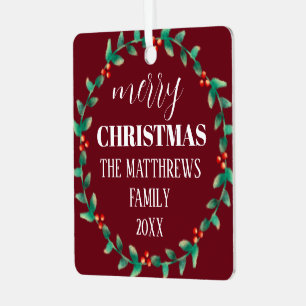 Ornement En Métal Wreath Joyeux Noël Nom photo Personnalisé