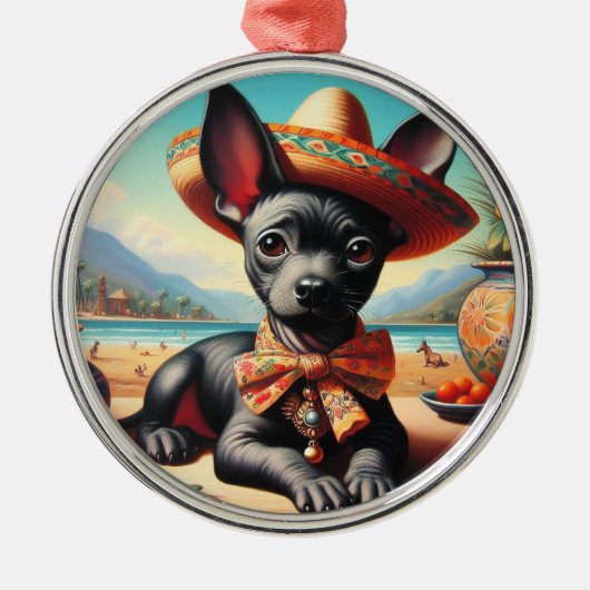 Ornement En Métal Xoloitzcuintle vintage (Devant)