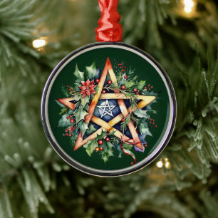 Ornement En Métal Yule Tree Winter Solstice Verdure Wicca Pentacle