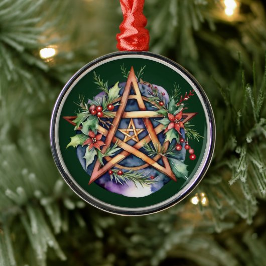 Ornement En Métal Yule Tree Winter Solstice Verdure Wicca Pentacle (Arbre)