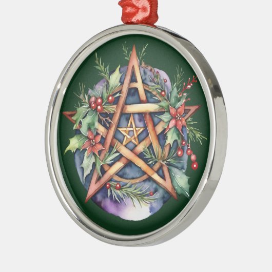 Ornement En Métal Yule Tree Winter Solstice Verdure Wicca Pentacle (Gauche)