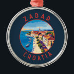 Ornement En Métal Zadar Croatie Cercle en détresse rétro<br><div class="desc">Zadar design de déplacement vectoriel rétro. Zadar,  ville située sur la côte dalmate de Croatie,  est connue pour les ruines romaines et vénitiennes de sa vieille ville péninsulaire.</div>