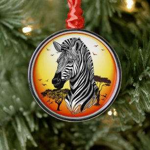 Ornement En Métal Zebra African Savanna Wild Animal