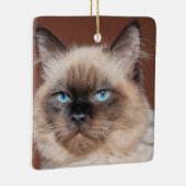 Ornement en porcelaine de chat de Siamese (Droite)