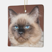 Ornement en porcelaine de chat de Siamese (Gauche)