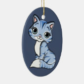 ornement en porcelaine de chaton bleu (Droite)