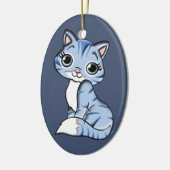 ornement en porcelaine de chaton bleu (Gauche)
