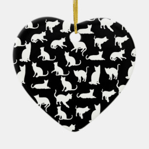 ornement en porcelaine de coeur de chats