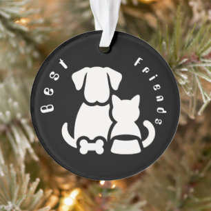 Ornement en silhouette de meilleurs amis chien et