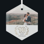 Ornement En Verre 10th Year Anniversary Photo Gift for Couple<br><div class="desc">This 10th year Anniversary Ornament will make a great wedding anniversary gift for couple. Just add a photo and ajust it's position if needed by clicking "Customize futher".</div>