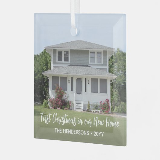 Ornement En Verre 1 Photo Nouveau Accueil 1Noël Simple Script blanc (Avant gauche)