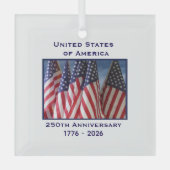 Ornement En Verre 250e anniversaire USA Patriotic Flags Premium (Recto)