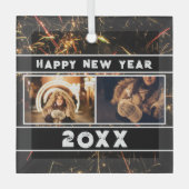 Ornement En Verre 2 Photo Collage Feu d'artifice Joyeux Nouvel An 20 (Recto)