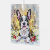 Ornement En Verre A Sweet Boston Terrier Christmas (Avant gauche)