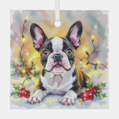 Ornement En Verre A Sweet Boston Terrier Christmas (Recto)