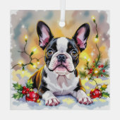 Ornement En Verre A Sweet Boston Terrier Christmas (Verso)