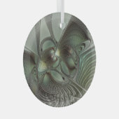 Ornement En Verre Abstrait Olive Sage Green Grey Fractal Art Imagina (Avant droite)