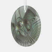 Ornement En Verre Abstrait Olive Sage Green Grey Fractal Art Imagina (Avant gauche)