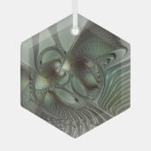 Ornement En Verre Abstrait Olive Sage Green Grey Fractal Art Imagina (Recto)
