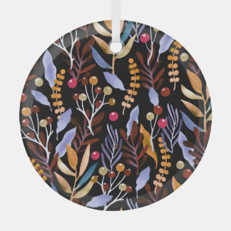 Ornement En Verre Abstrait Plantes d'aquarelle herbes Motif