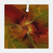 Ornement En Verre Abstrait Rouge Orange Brown Vert Fractal Art Flowe (Verso)